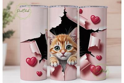 Playful Kitten 20oz Tumbler Wrap Sublimation PixelChick 
