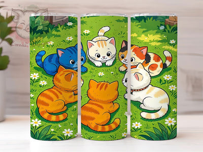 Playful Kitten Circle 20oz Tumbler, Kitten Motif, Playful Theme, Circle Pattern, Cute Aesthetic, Whimsical Charm, Skinny Tumbler, Sublimation PNG Sublimation Lara' s Designs 
