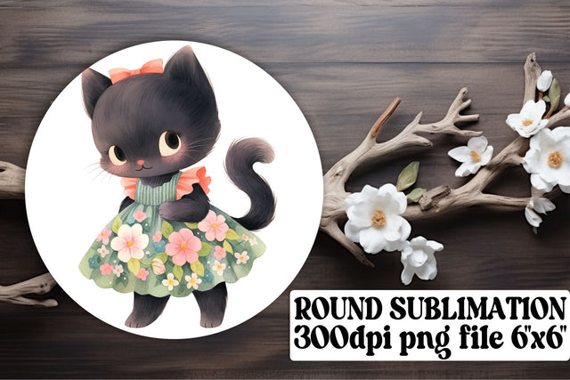 Playful Kitty Circle Decor for Crafting Adventures Sublimation afrosvg 