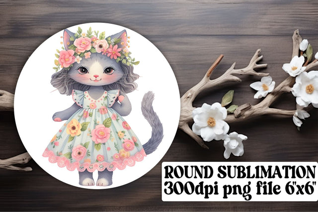 Playful Kitty Circle Decor for Crafting Adventures Sublimation afrosvg 