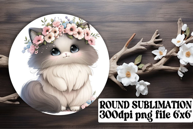 Playful Kitty Circle Prints for Sublimation Crafting Sublimation afrosvg 