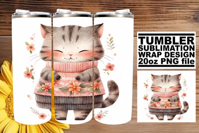 Playful Kitty Design 20oz Tumbler Sublimation Set Sublimation afrosvg 