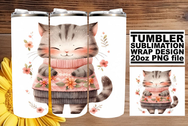 Playful Kitty Design 20oz Tumbler Sublimation Set Sublimation afrosvg 