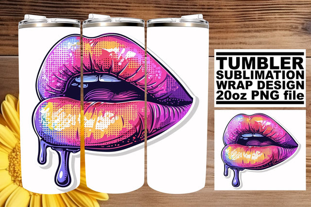 Playful Lips Sublimation Tumbler Wrap Sublimation afrosvg 