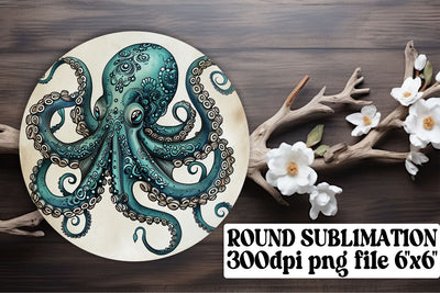 Playful Marine Life Round Sublimation - Watercolor Keychain Coasters Sublimation afrosvg 