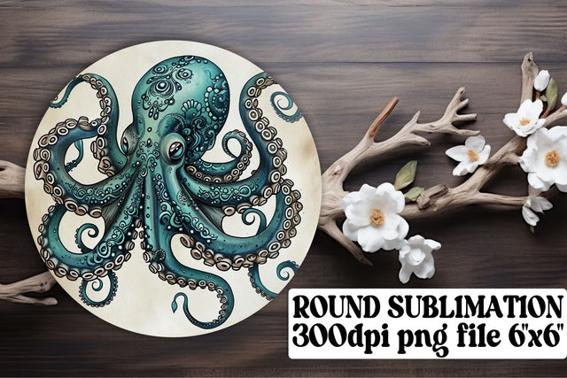 Playful Marine Life Round Sublimation - Watercolor Keychain Coasters Sublimation afrosvg 