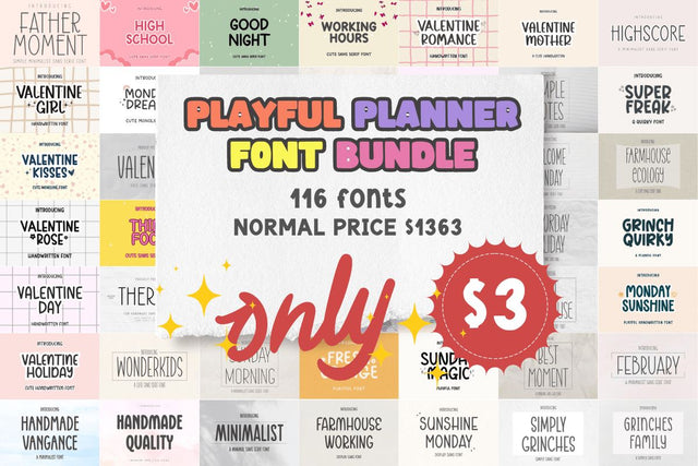 Playful Planner Font Bundle Font Masyafi Studio 