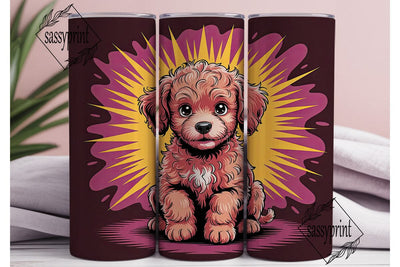 Playful Poodle Puppy 20oz Tumbler Wrap Sublimation sassyprint 