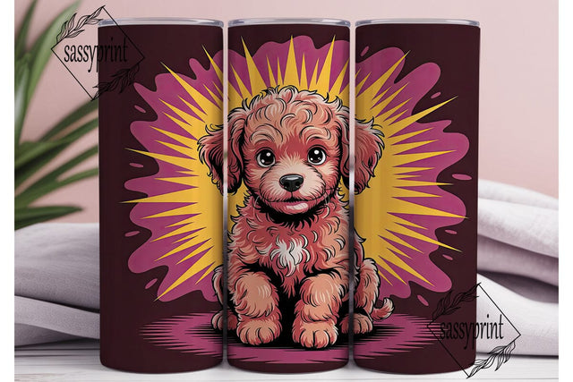 Playful Poodle Puppy 20oz Tumbler Wrap Sublimation sassyprint 