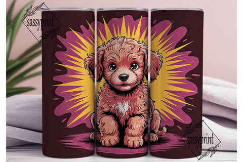 Playful Poodle Puppy 20oz Tumbler Wrap Sublimation sassyprint 
