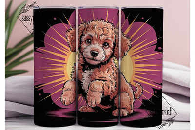 Playful Poodle Puppy 20oz Tumbler Wrap Sublimation sassyprint 