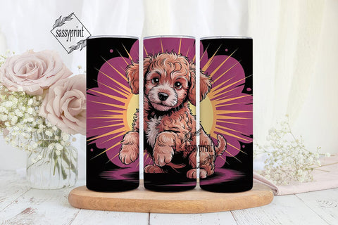 Playful Poodle Puppy 20oz Tumbler Wrap Sublimation sassyprint 