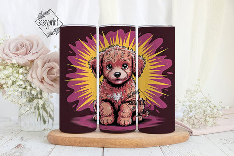 Playful Poodle Puppy 20oz Tumbler Wrap Sublimation sassyprint 