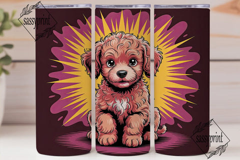 Playful Poodle Puppy 20oz Tumbler Wrap Sublimation sassyprint 