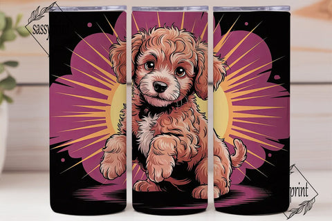 Playful Poodle Puppy 20oz Tumbler Wrap Sublimation sassyprint 