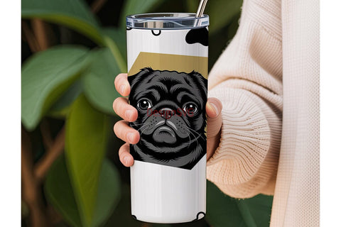 Playful Pug 20oz Tumbler Wrap Sublimation DesignSVG 
