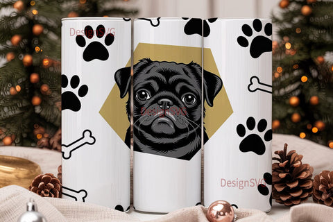 Playful Pug 20oz Tumbler Wrap Sublimation DesignSVG 