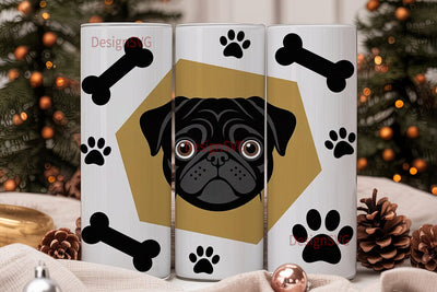 Playful Pug 20oz Tumbler Wrap Sublimation DesignSVG 