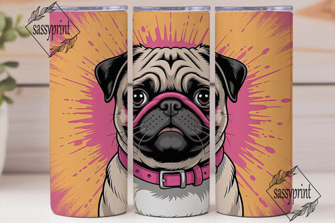 Playful Pug 20oz Tumbler Wrap Sublimation sassyprint 
