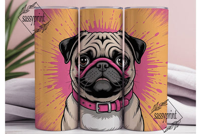 Playful Pug 20oz Tumbler Wrap Sublimation sassyprint 