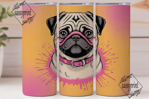 Playful Pug 20oz Tumbler Wrap Sublimation sassyprint 
