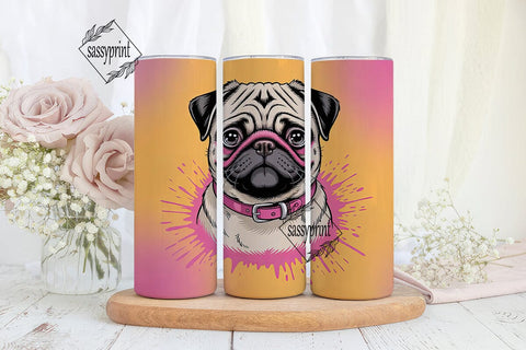 Playful Pug 20oz Tumbler Wrap Sublimation sassyprint 