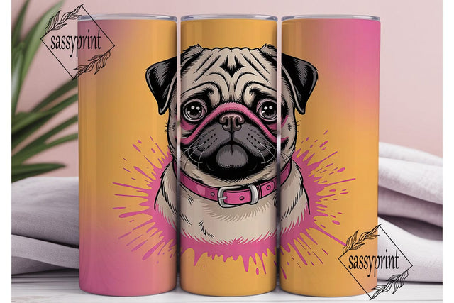 Playful Pug 20oz Tumbler Wrap Sublimation sassyprint 