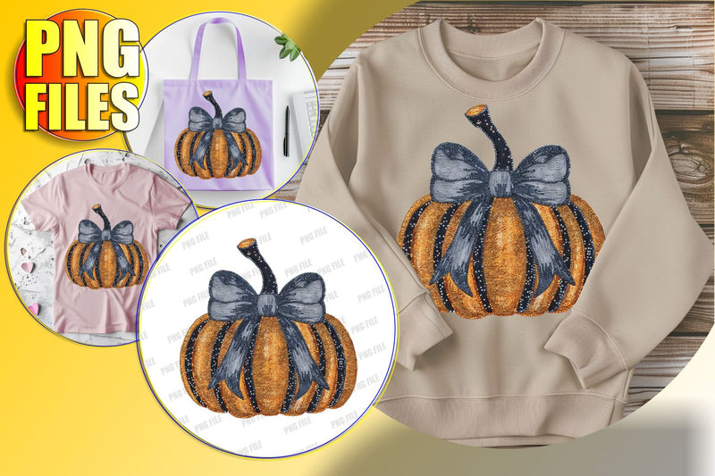 Playful Pumpkin with Bow Autumn Sublimation PNG Sublimation afrosvg 
