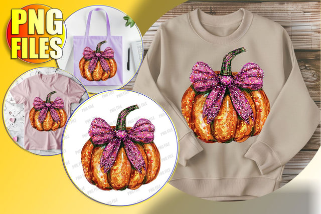 Playful Pumpkin with Bow Autumn Sublimation PNG Sublimation afrosvg 