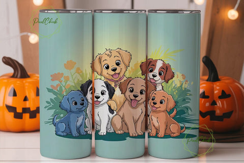 Playful Puppies 20oz Tumbler Wrap Sublimation PixelChick 