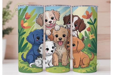 Playful Puppies 20oz Tumbler Wrap Sublimation PixelChick 