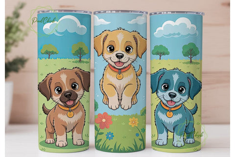 Playful Puppies 20oz Tumbler Wrap Sublimation PixelChick 
