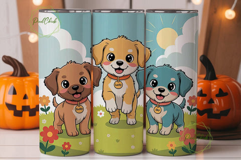 Playful Puppies 20oz Tumbler Wrap Sublimation PixelChick 