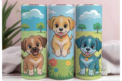 Playful Puppies 20oz Tumbler Wrap Sublimation PixelChick 