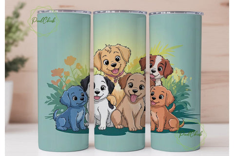 Playful Puppies 20oz Tumbler Wrap Sublimation PixelChick 