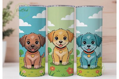 Playful Puppies 20oz Tumbler Wrap Sublimation PixelChick 