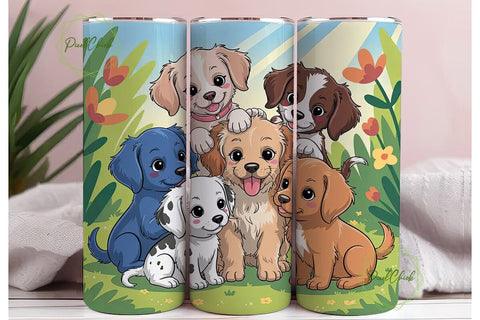 Playful Puppies 20oz Tumbler Wrap Sublimation PixelChick 
