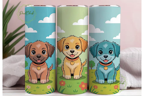 Playful Puppies 20oz Tumbler Wrap Sublimation PixelChick 