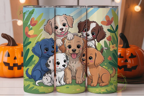 Playful Puppies 20oz Tumbler Wrap Sublimation PixelChick 