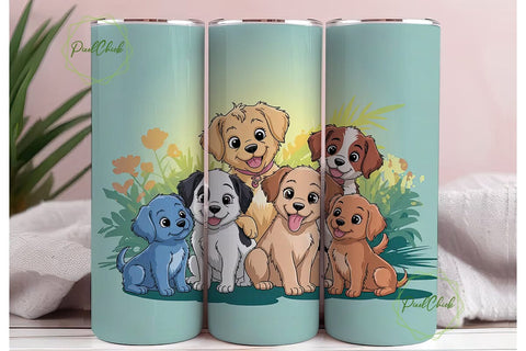 Playful Puppies 20oz Tumbler Wrap Sublimation PixelChick 