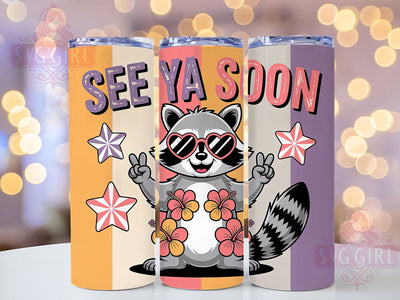 Playful Raccoon Wrap 20oz Tumbler Wrap, Sunshine Vacation Vibes, Tropical Sublimation Design, Summer Beach Theme, Ocean Lover Wrap, 20oz Tumbler Design, PNG Tumbler Wrap Sublimation SvggirlplusArt 