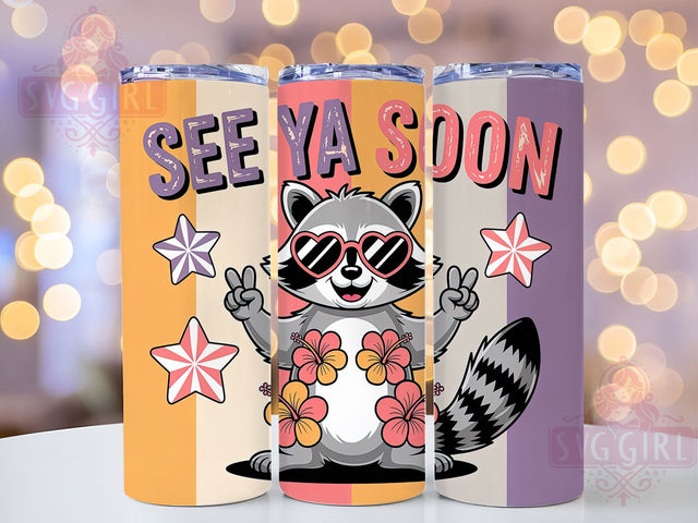Playful Raccoon Wrap 20oz Tumbler Wrap, Sunshine Vacation Vibes, Tropical Sublimation Design, Summer Beach Theme, Ocean Lover Wrap, 20oz Tumbler Design, PNG Tumbler Wrap Sublimation SvggirlplusArt 