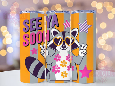 Playful Raccoon Wrap 20oz Tumbler Wrap, Sunshine Vacation Vibes, Tropical Sublimation Design, Summer Beach Theme, Ocean Lover Wrap, 20oz Tumbler Design, PNG Tumbler Wrap Sublimation SvggirlplusArt 