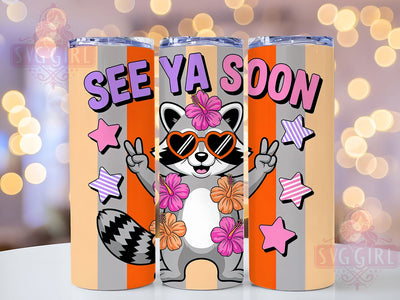 Playful Raccoon Wrap 20oz Tumbler Wrap, Sunshine Vacation Vibes, Tropical Sublimation Design, Summer Beach Theme, Ocean Lover Wrap, 20oz Tumbler Design, PNG Tumbler Wrap Sublimation SvggirlplusArt 