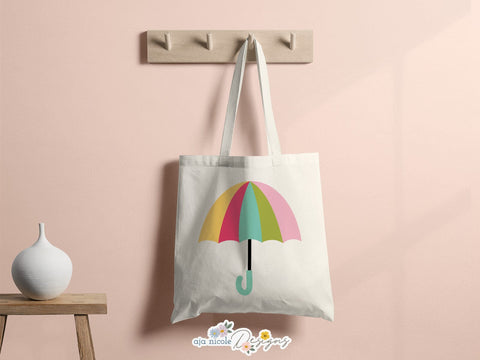Playful Rainbow Umbrella SVG Cut File SVG Aja Nicole Designs 