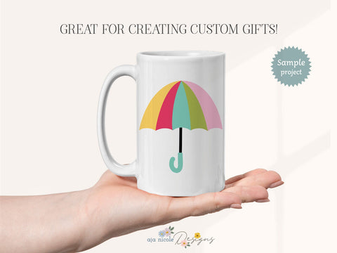 Playful Rainbow Umbrella SVG Cut File SVG Aja Nicole Designs 