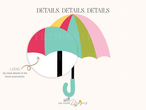 Playful Rainbow Umbrella SVG Cut File SVG Aja Nicole Designs 