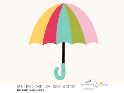 Playful Rainbow Umbrella SVG Cut File SVG Aja Nicole Designs 
