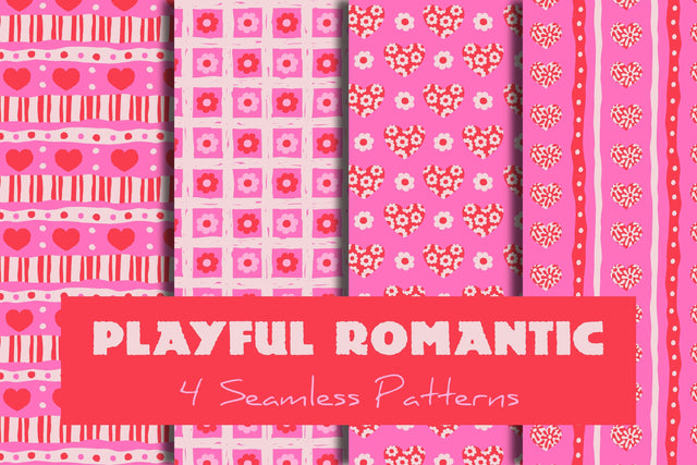 Playful Romantic Seamless Patterns & Digital Papers Digital Pattern Rin Green 