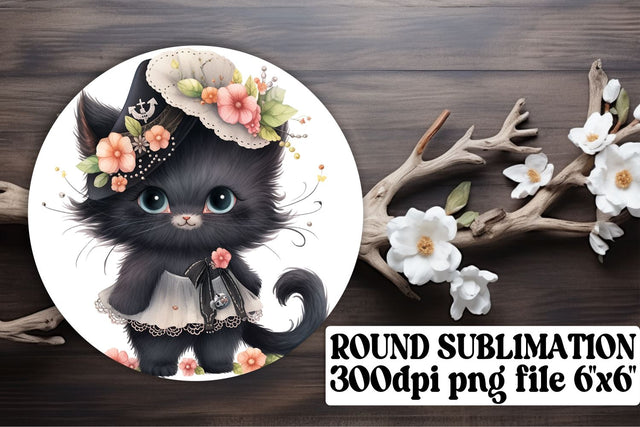 Playful Round Cat Decor for Sublimation Projects Sublimation afrosvg 